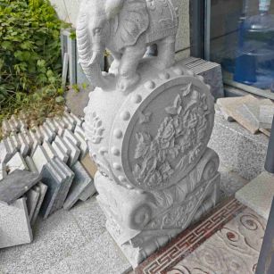 舟山芝麻白抱鼓石 庭院抱鼓石