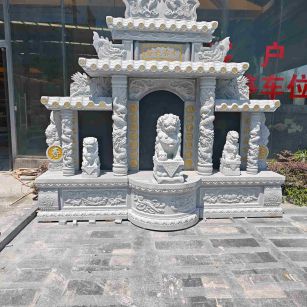 舟山芝麻白中国黑石材套墓 花岗岩墓碑
