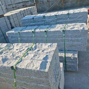 舟山芝麻白自然面整石 坐凳